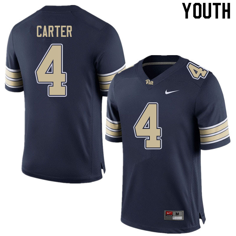 Youth #4 Daniel Carter Pitt Panthers College Football Jerseys Sale-Home Navy